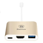 Baseus 3 in 1 USB-C to HDMI + HUB Digital Multiport Adapter - Gold