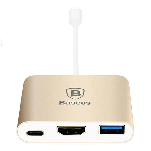 Baseus 3 in 1 USB-C to HDMI + HUB Digital Multiport Adapter - Gold