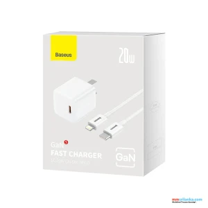 BASEUS GaN5 Fast Charger Adapter 1C 20W CN Plug Set Wall Charger (Mini) with Superior Series Fast Charging Data Cable Type-C
